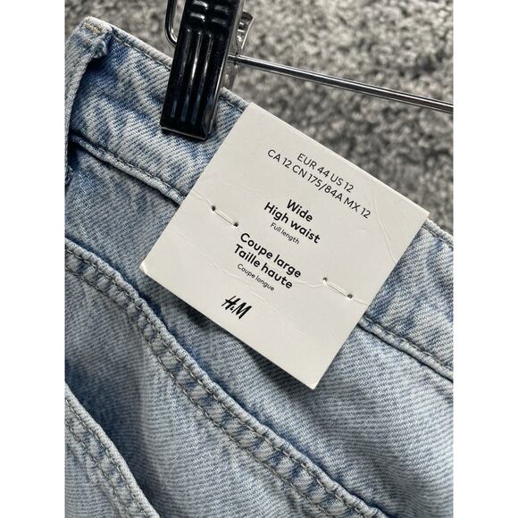 H&M Jeans Women’s Size 12 Wide High Waist Full Length Light Blue New With Tags - Picture 9 of 9